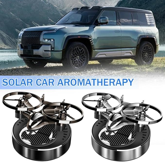 Solar Energy Auto Rotating Diffuser with Fragrance, Essential Oil Diffuser Scent Decoration for Car Interior & Home Office (2pcs)