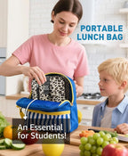 Small Lunch Box Insulated Lunch Bag for Women Men, Bento Kids Lunch Box, Compact Portable Thermal Meal Cooler Bags with Buckle Handle for Work & School, Leopard Print 5L