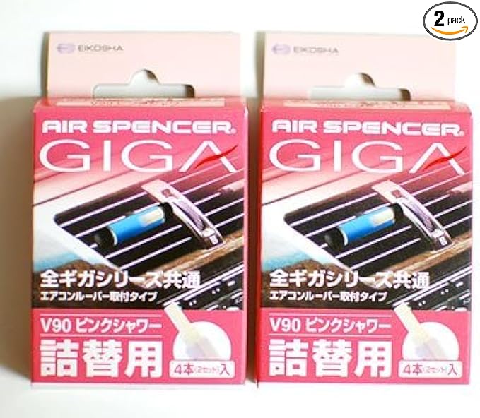 Eikosha Air Spencer JDM (Pink Shower) Giga Giga2 and Bijou Clip on Air Freshener Fragrance Refill (2 Boxes)