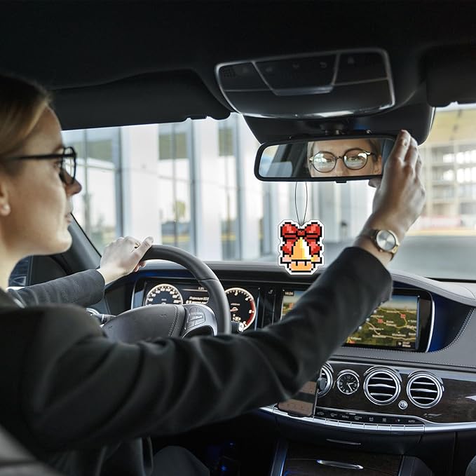 Pounchi Pixel Cartoon Game Car Air Freshener Cards (8 Pack Refreshing Ice Scent) Video Game Accessories for Car Interior Hanging Gift Rearview Pendant Supplies