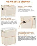 Car Trash Can with Lid, Cute Leakproof Car Trash Garbage Bag Hanging Vehicle Trash Bin Small Portable Automotive Garbage Cans Organizer for Back/Front Seat(Trapezoid,Ivory