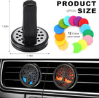 2PCS 30mm Car Diffuser Vent Clips, Tree of Life Aromatherapy Essential Oil Diffuser Locket with 12 Felt Pads, Stainless Steel Car Diffuser Locket Air Freshener (Black)
