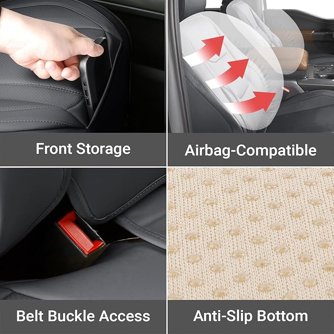 Coverland Custom Fit Car Seat Covers for Car Compatible with [2021-2026 Kia K5, 2000-2010 Kia Optima] Premium Water Resistant Leather Non-Slip Interior Protector [Full Set Dark Gray - Size Chart X70]