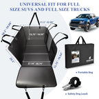 Back Seat Extender for Dogs Truck-Large Space, Dog Pet Seat Cover Back Seat Hard Bottom 500lb, Anti-scratch Dog Hammock for Crew Cab Trucks F150, RAM1500, Sierra, Tundra, Silverado, All Black