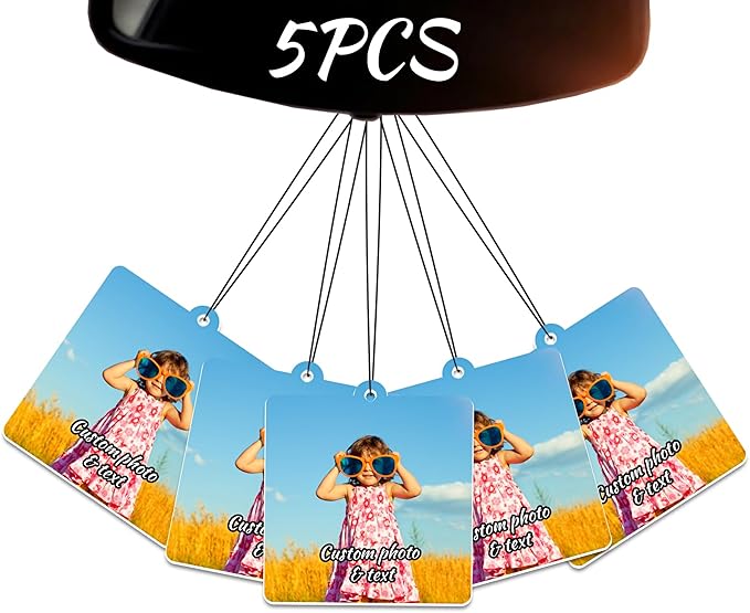 5pcs Custom Air Fresheners with Picture - Personalized Double Sided Photo Text Air Freshener for Car Wardrobe Bathroom Hanging Ornaments
