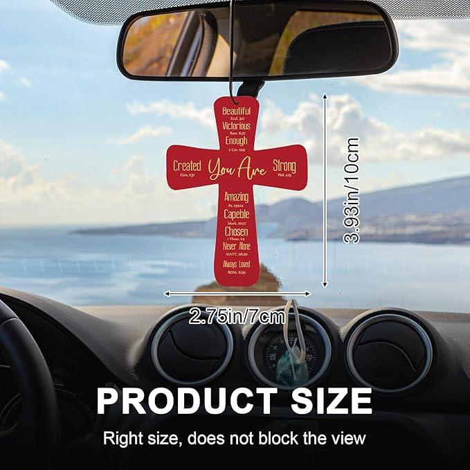 Fumete 24 Pcs Easter Christian Cross Car Air Fresheners Gift Bulk Drift Air Freshener Religious Fresh Scented Hanging Ornaments for Church Sunday School Gifts (You Are)