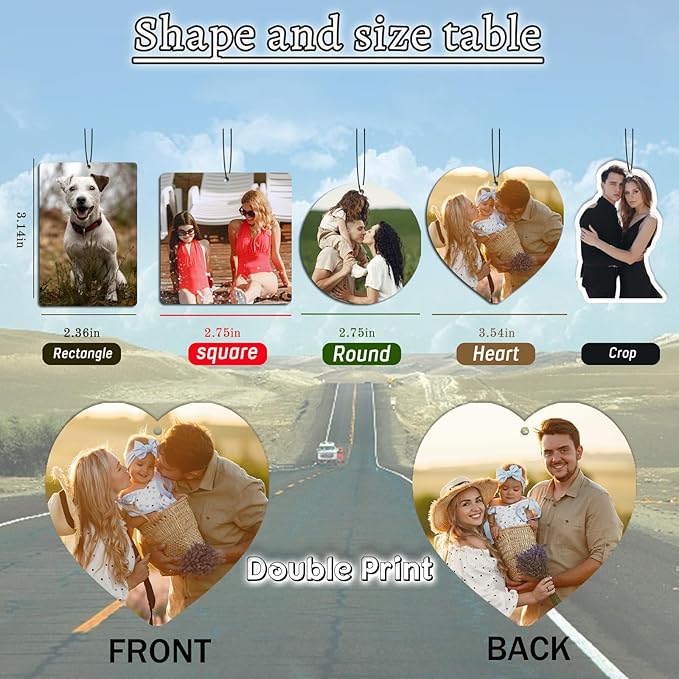 Custom Air Freshener for Car - Personalized car Air Freshener, Double Sided Print Photo/Logo With Scents Freshener, Smell Fresheners With Picture for Wardrobe, Bathroom, Car Hanging Decorate
