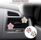 Cute Car Dashboard Air Vent Trim Clips, Hawaiian Flower Auto Air Freshener Vent Clip, Auto Air Conditioning Diffuser, Hibiscus Blossom Car Interior Accessories Decorations for Girls Women (4PCS)