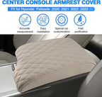 Autorder Center Console Cover for 2020-2025 Hyundai Palisade Accessories Armrest Cover Memory Foam Armrest Support Cushion Anti-Scratch Leather Protector Pad (Beige)