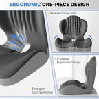 Seat Cushion, Office Chair Seat Cushions with L-Shaped Ergonomic Design, Memory Foam Seat Cushion with Coccyx Hollow, Lumbar Support Pillow & Tailbone Pain Relief for Long Sitting (Grey)