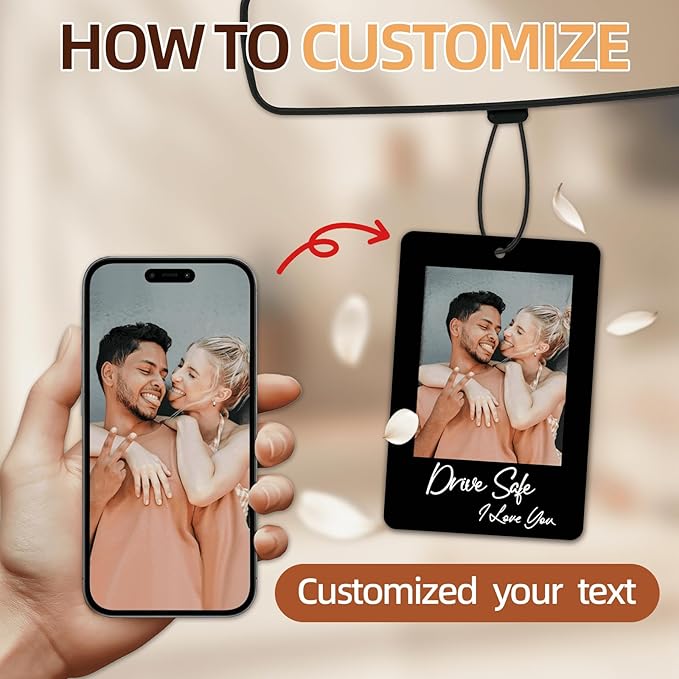 2PCS Picture Air Freshener for Car Rectangle, Drive Safe I Love You Personalized Air Freshener with Photo, Custom Car Accessories, Custom Picture Gifts for Cars Driver, Gifts for Husband