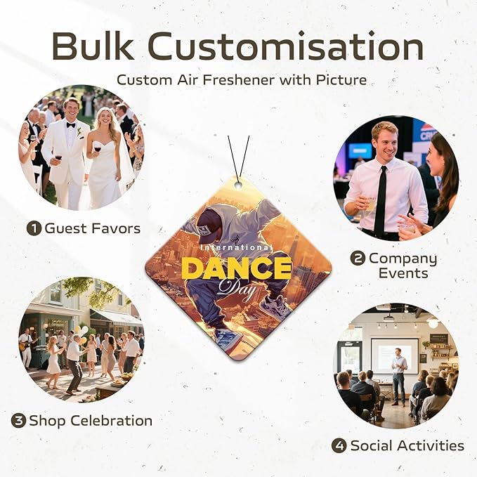 HINFKA 10-1000 Pcs Custom Air Fresheners with Picture – Personalized Double-Sided Car Freshener with Logo or Photo, Bulk Customized Gifts for Business Events and Branding (A05-Diamond)