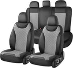 Coverado Car Seat Covers, 5 Seats Front and Rear Seat Covers for Cars, Leather Seat Covers Waterproof Car Seat Protectors, Automotive Seat Cushions Universal for Most Sedan, SUV, Truck, Black & Gray