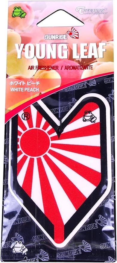 2 Pack Wakaba Young Leaf YLWP93 Japan Tree Frog Peach Scents JDM Air Freshener, White Peach