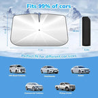 [2025 Latest] SEPORUD Car Windshield Sunshade Umbrella - Double-Layer Design, 5 Layers UV Block Coating. Blocks up to 99% UV, Reduces Heat. Durable Structure, Glass Fiber Material（61 "x33