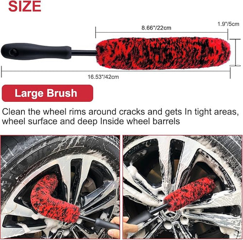 8Pcs Wheel Tire Brush Set, Wheel Brushes for Cleaning Wheels Tire Rim, Soft Wheel Cleaner Brush, Bendable & Durable Car Wheel Rim Detailing Brush for Cleaning Spokes, Fenders, Engines
