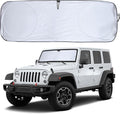 EcoNour Jeep Wrangler Windshield Sunshade | Front Windshield Sun Shade to Protect UV Rays and Heat Glare | Jeep Accessories Cover | Fits Wrangler, Gladiator, Rubicon | X-Small (60"x21")