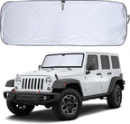 EcoNour Jeep Wrangler Windshield Sunshade | Front Windshield Sun Shade to Protect UV Rays and Heat Glare | Jeep Accessories Cover | Fits Wrangler, Gladiator, Rubicon | X-Small (60"x21")