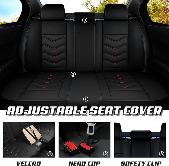 Car Seat Covers for Honda Accord 2000-2026, Premium Nappa Leather Car Seat Cover, Stylish Sport Seat Covers， Automobile Seat Cover Sets.(Luxury 2 Seats/Black)