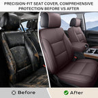 Coverado Chevy Silverado Seat Covers, Faux Leather Seat Covers Fit for Chevy Silverado GMC Sierra 2007-2026 1500, 2015-2026 2500HD 3500HD Crew Double Extended Cab (Front,Brown)