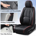 Coverado Seat Covers, Car Seat Covers Front Seats, Nappa Leather Seat Covers for Cars, Waterproof Car Seat Protector with Lumbar Support, Front Seat Covers Universal Fit for Most Cars (Black&Red)
