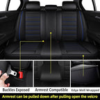 CAPITAUTO Seat Covers, Car Seat Covers Full Set, Black Car Seat Cover, Car Seat Covers Front Seats Back Seat Cover, Waterproof Faux Leather Seat Covers Fit for Most Cars Trucks SUV(Black&Blue)