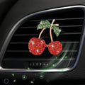 Red Cherry Car Air Vent Freshener Perfume Clip, Rhinestone Air Outlet Fragrance Perfume Clip Freshener, Car Decorations, Interior Accessories (Odor Random)(Ocean, lavender, cologne, peach)
