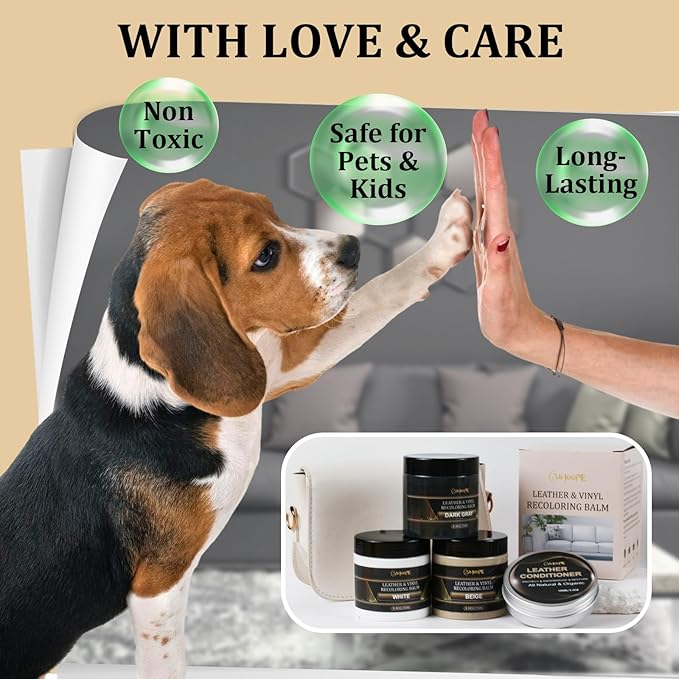 8.8oz Leather Recoloring Balm with 100ml Mink Oil,Black Leather Repair Kit for Furniture,Leather Repair Cream,Leather Scratch Repair for Car Interior,Leather Conditioner for Couch
