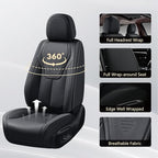 FLORICH Seat Covers, Black Car Seat Cover Full Set, Luxury Faux Nappa Leather Automotive Seat Protectors, Car Seat Cushions Universal Fit for Most Sedans SUVs Trucks - Black