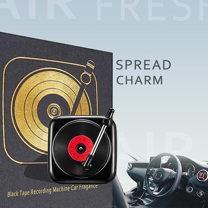 Car Record Player Air Diffusers Car Scents Air Freshener for Air Conditioning Outlet Clop Vent Clips Black, Mens Car Accessories