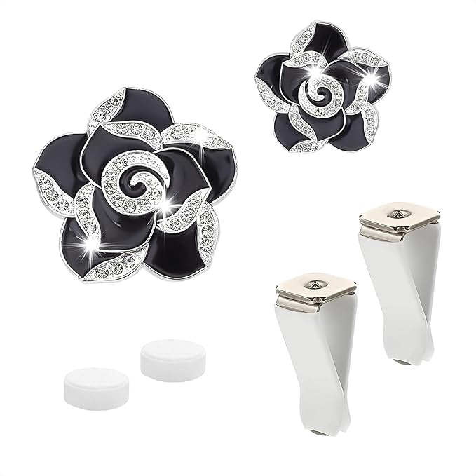 2 Pcs Car Air Freshener Vent Clip Set - Camellia Car Vent Clips Cute Auto Accessories for Women Interior Cute Decor Flower Vehicle Accessories