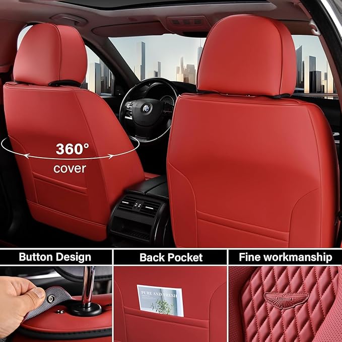 Coverado Red Seat Covers, Car Seat Covers Front Seats, Driver Car Seat Cover, Waterproof Car Seat Covers, Car Seat Cushion, Front Auto Seat Covers, Car Seat Protector Universal Fit Most Cars