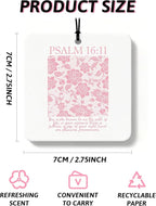 Pink Christian Car Air Freshener 4 Pcs, Girly Pink Bow Floral Religious Hanging Air Freshener for Cars Closet Drawer Books, Cute Preppy Christian Car Accessories Mirror Decor for Women