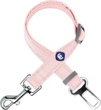 Blueberry Pet Essentials Pastel Color Reflective Dog Seat Belt Tether, Baby Pink, Durable Safety Car Vehicle Seatbelts Leads Use with Harness