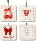 Red Coquette Bow Cherry Christian Square Citrus Car Air Freshener 4 Pcs, Preppy Religious Hanging Air Freshener for Cars Bathroom Dorm Books Decor, Girly Christian Accessories Gifts for Women