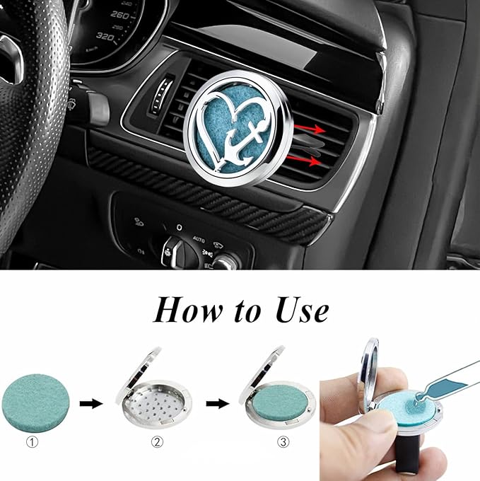 Love Anchor Car Diffuser Vent Clips Essential Oil Aromatherapy Car Diffuser Vent Clip Air Freshener Car Accessories for Women with 10 Refill Pads
