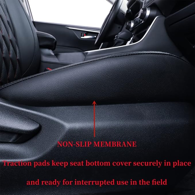 coverdream Custom Fit Seat Covers for Toyota RAV4 Adventure,TRD Off - Road 2024 2023 2022 2021 2020 2019,Full Coverage Leather Seat Protector (Red/Black,Full Set)