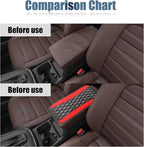 Car Center Console Cover, Universal Leather Waterproof Armrest Seat Box Cover Protector, Comfortable Car Decor Accessories Fit for Most Cars, Vehicles, SUVs-Red