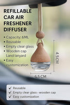 3 Pcs Hanging Car Air Freshener Diffuser Bottles – 6ml Refillable Essential Oil Aromatherapy Perfume Pendant, Clear Empty Glass with Wooden Cap & String for Vehicle Decoration