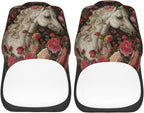 Delerain Car Seat Covers Set 2Pcs, Rose White Horse Universal Front Car Seats Vehicle Enterior Protector Suitable Fits Most Car Auto SUV Sedan Truck