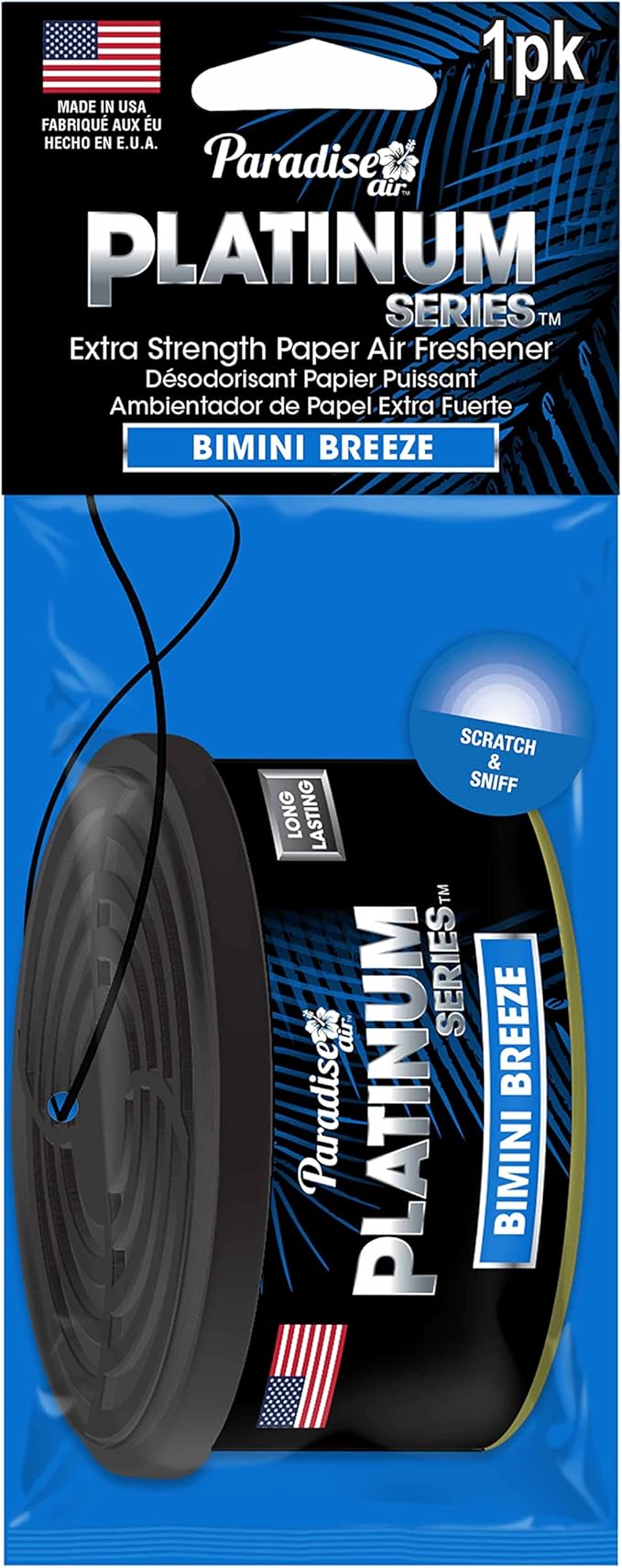 4 Pc Paradise Platinum Air Freshener Hanging Aroma Fragrance Scent Bimini Breeze