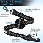 Lukovee Dog Seatbelt Leash for Cars, 2 Pack Pet Safety Car Seat Belt with Adjustable Buckle & Reflective Bungee, Connect Dog Harness in Vehicle Car Dogs Restraint Travel Daily Use (Black)
