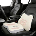 Car Seat Cushion & Lumbar Support Set, Memory Foam Seat Cushion for Long Sitting & Driving, Ideal for Truck Bus Van Drivers, Office Chair Cushion Set (Gray) (White)