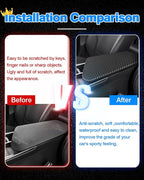 Autorder Center Console Cover for Kia EV6 2022-2025 2026 Accessories Carbon Fiber Armrest Cover Anti-Scratch Middle Console Pad Leather Armrest Protector