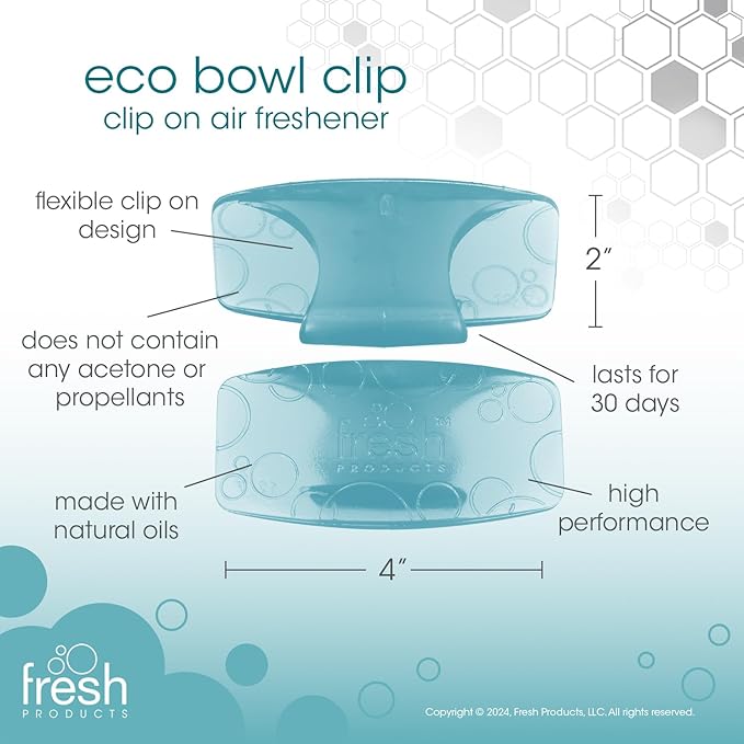 Fresh Products Eco Bowl Clip 2.0 Toilet Bowl Air Freshener, Ocean Mist Scent, 4 Clips