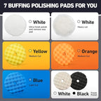 Autolock 6" Buffing Polishing Pads, 7Pcs 6Inch (150mm) Waffle Foam Buffing Pad, Wool Pad Kit for 6 in Backing Plate, Car Polisher Boat Compounding, Polishing and Waxing