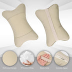 2 Pack Car Neck Pillow Soft Breathable Headrest Pillows for Driving Support, Universal Fit for Most Car Seats Decor Accessories（Beige White）