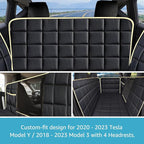 Lassie Dog Car Hammock for 2018-2026 Tesla Model 3 Back Seat Pet Cover for Dogs with 4 Headrests and 2 Seat Belts, 100% Waterproof Backseat Hammock Pet Seat Protector for Tesla Model 3