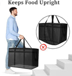 Bodaon Insulated Food Delivery Bag With Hard Bottom, XXXL Pizza Cooler Bags, Rideshare Delivery Bag, Grocery Shopping and Catering Thermal Cold/Hot Styrofoam Carrier for Travel/Car