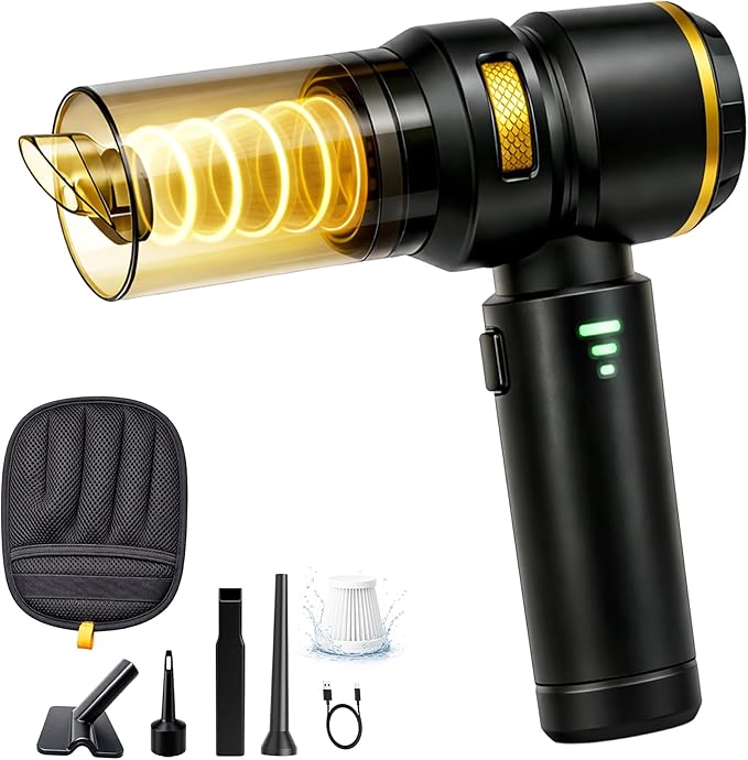 Handheld Car Vacuum, Cordless Portable Vacuum Cleaner with 18000Pa Suction, USB-C Rechargeable, Mini Vacuum for Car, Home, Office, Pet Hair Remover Glove (Black)